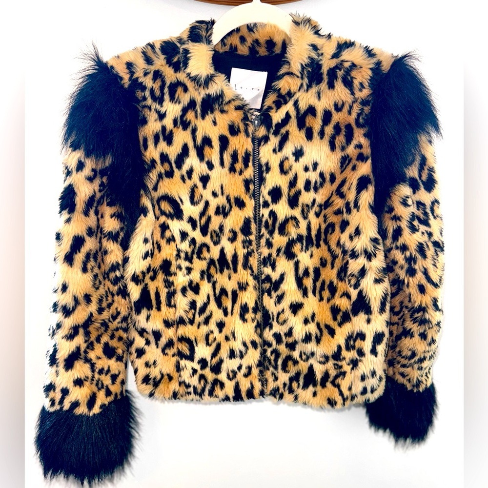 Leith Faux Fur Leopard Print Jacket